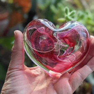 Handmade glass heart paperweight