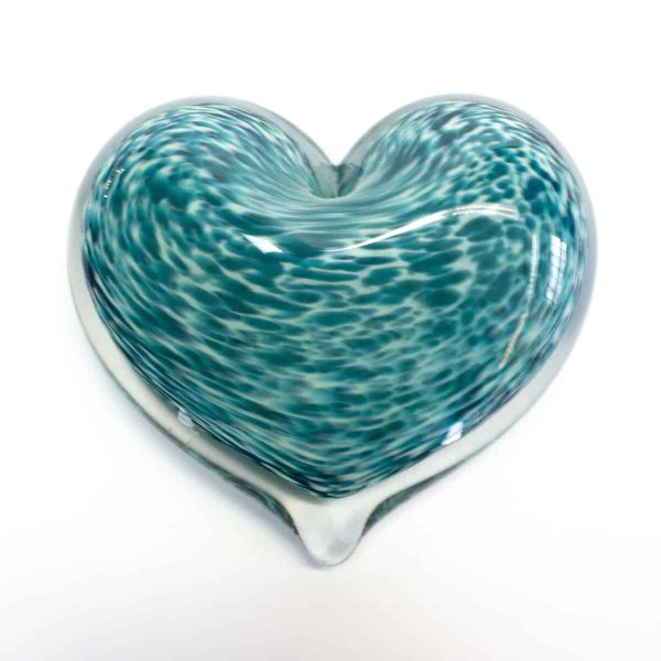 Mint Julip Glass Heart Paperweight
