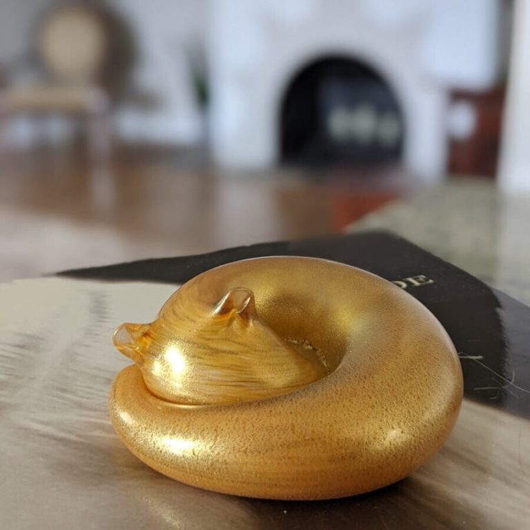 Enchanted Sleeping Kitty Glass Sculpture Living Room