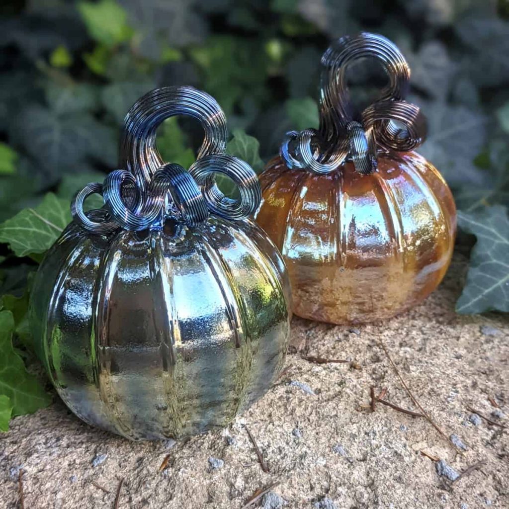 Enchanted Rose Gold And Blue Gold Pumpkin