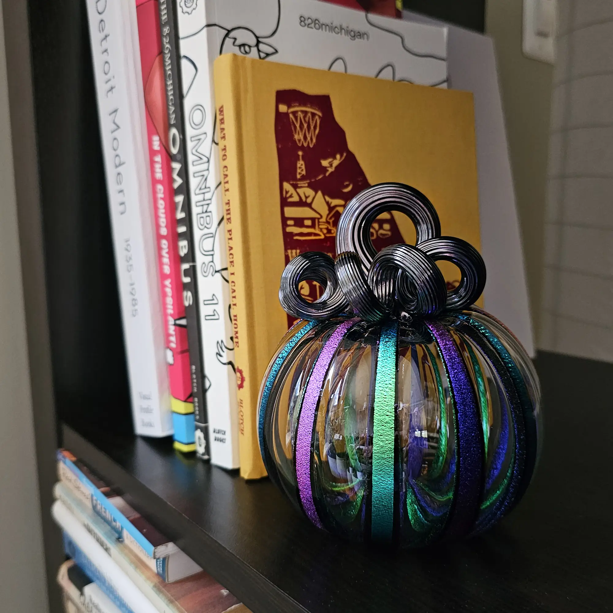 Party Gras Double Dichro Glass Pumpkin - Image 4