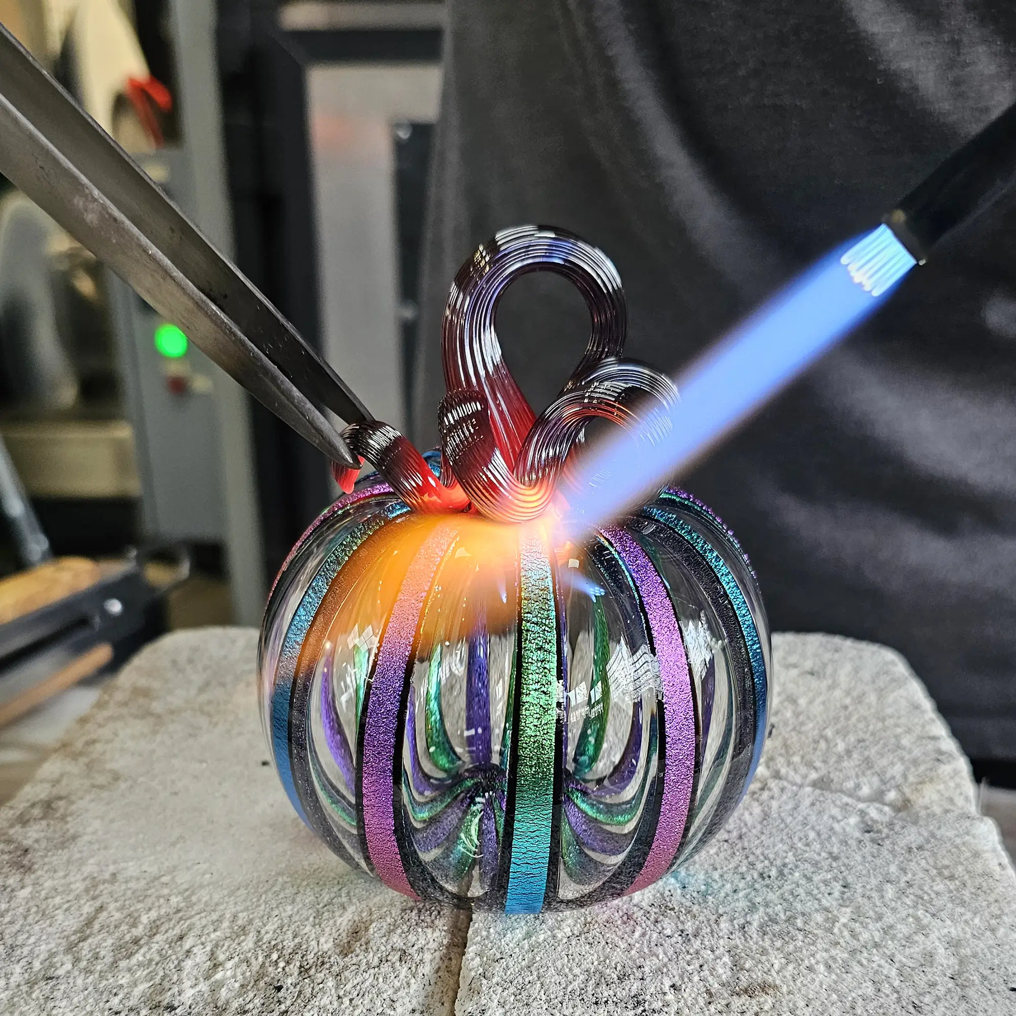 Party Gras Double Dichro Glass Pumpkin - Image 5