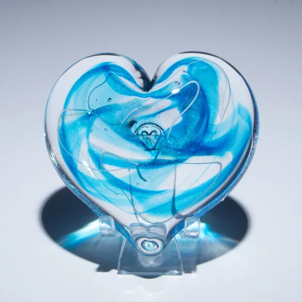 blue paperweight heart paperweight
