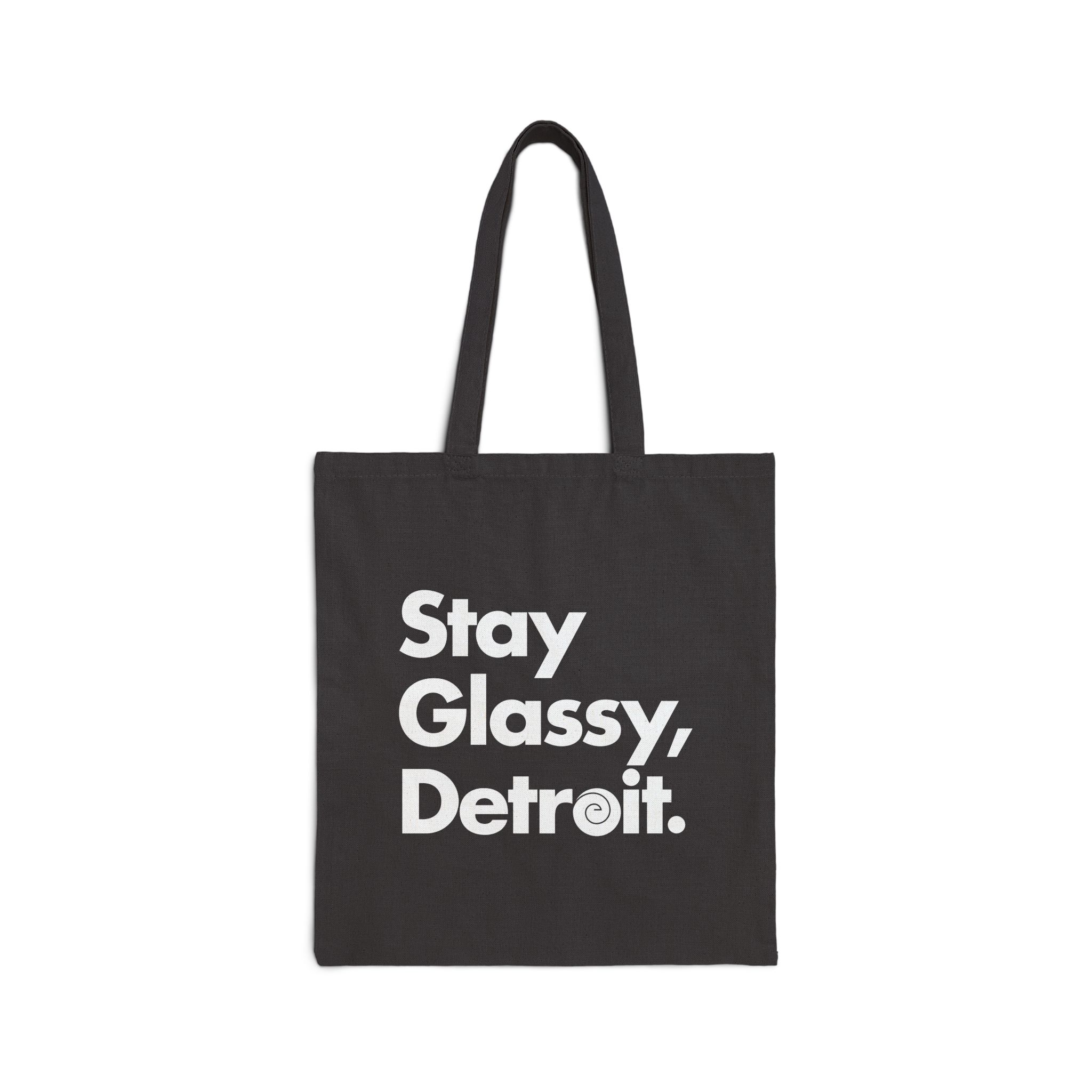 Stay Glassy, Detroit Cotton Canvas Tote Bag - Stylish Eco-Friendly Everyday Bag - Image 6