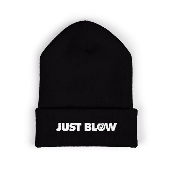Just Blow, Funny Embroidered Cuffed Beanie - Trendy Winter Hat