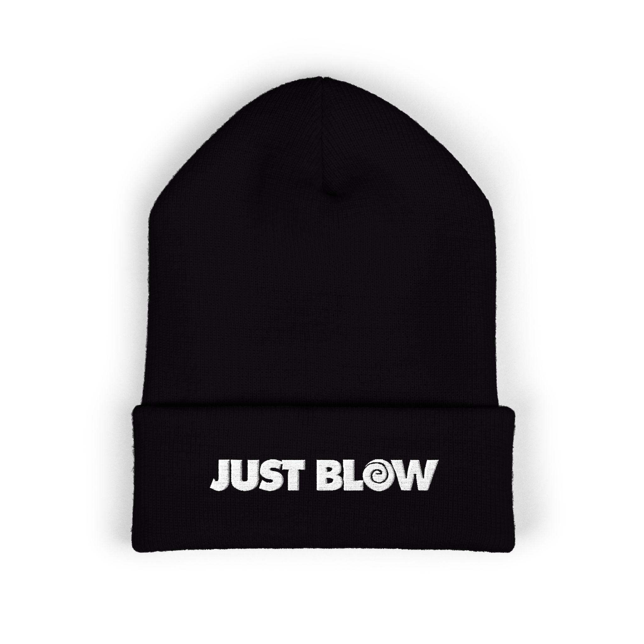 Just Blow, Funny Embroidered Cuffed Beanie - Trendy Winter Hat